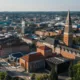 Eine Luftaufnahme der Stadt Göttingen, Deutschland.